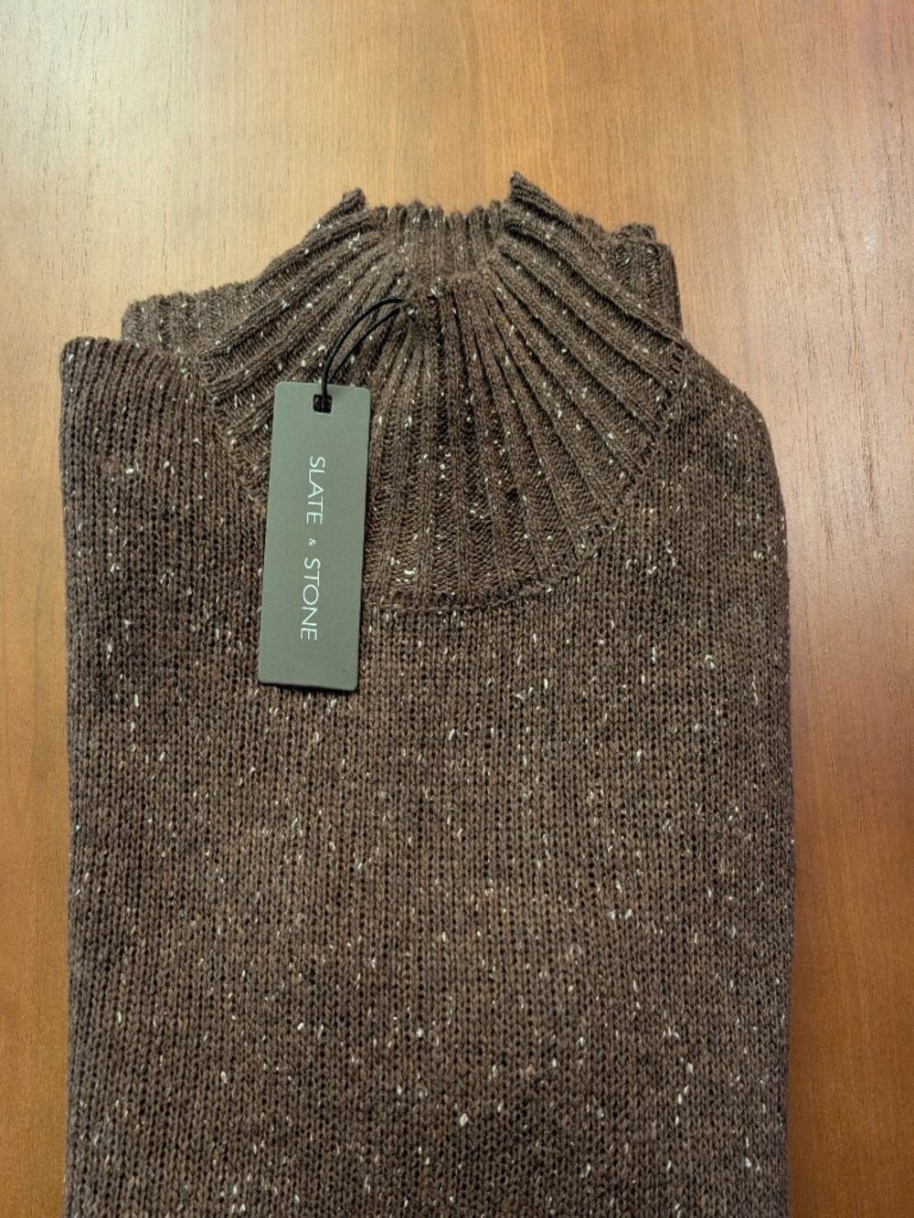 Slate & Stone Brown Donegal Mockneck Sweater XL